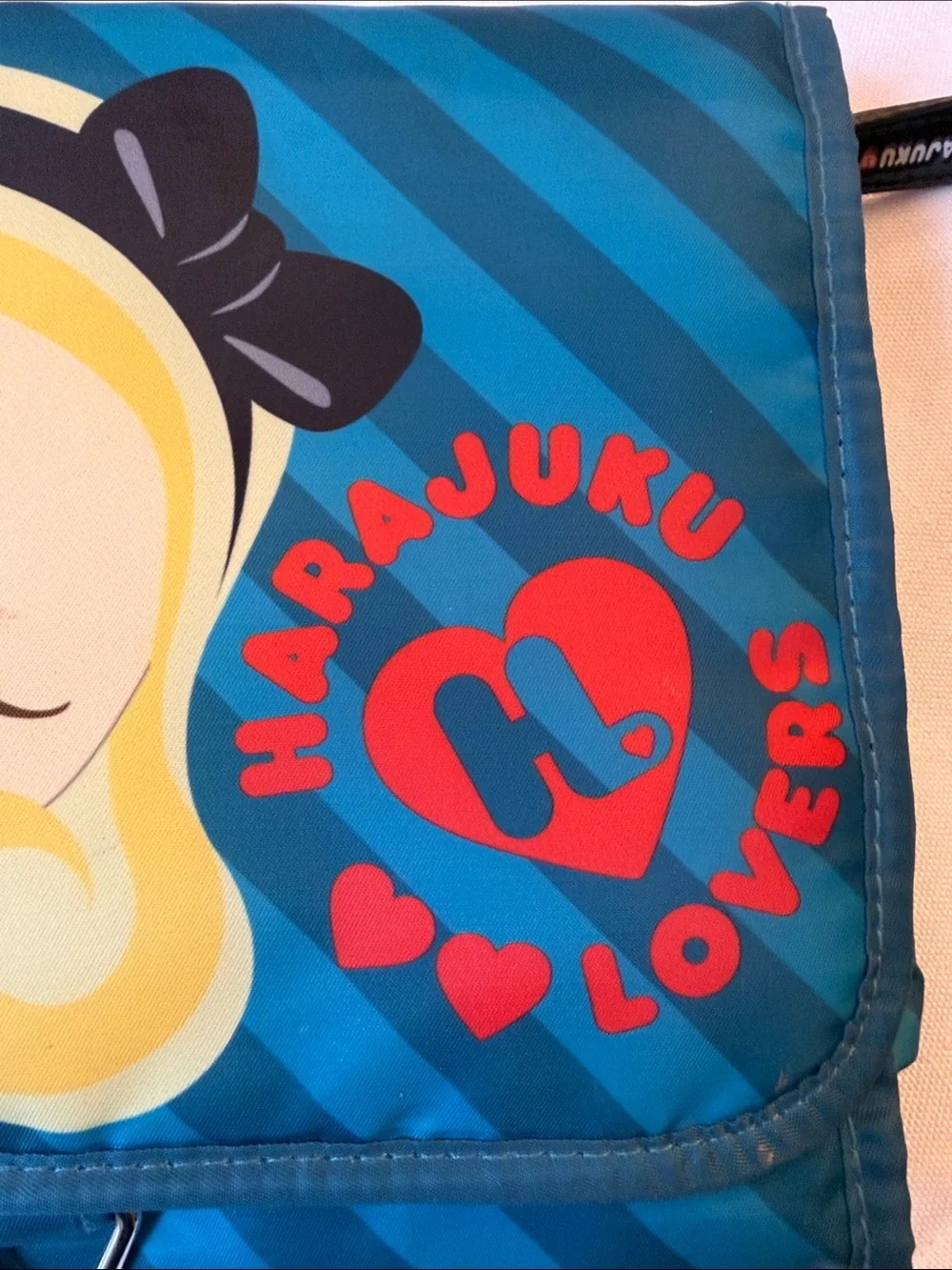 Harajuku Lovers Gwen Stefani Tri-fold Teal Foldable Cosmetic Toiletries Bag